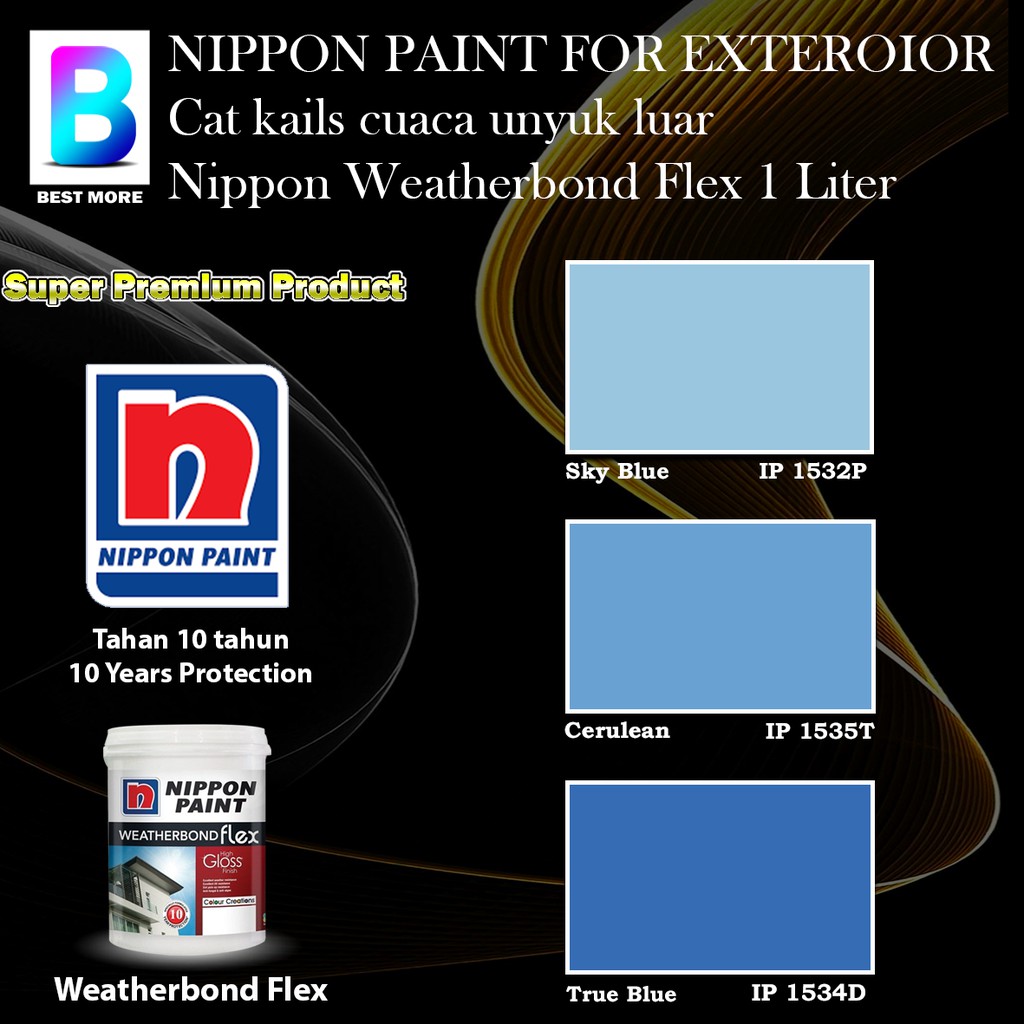 Nippon Paint Weatherbond Flex Exterior Collection Liter Sky Blue P Cerulean T True