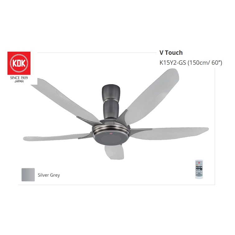 Kdk 5 Speed Remote Control Ceiling Fan K15y2 Silver Grey Shopee