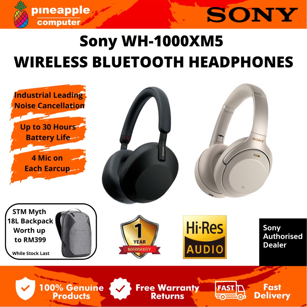 Sony WH-1000XM5 Portable Bluetooth Wireless High Res Noise Cancelling ...