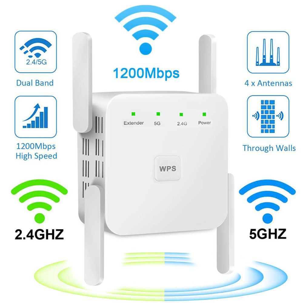 WiFi Booster 1200Mbps WiFi Booster Extender WiFi Booster Best WiFi Extender WiFi Signal Extender White 