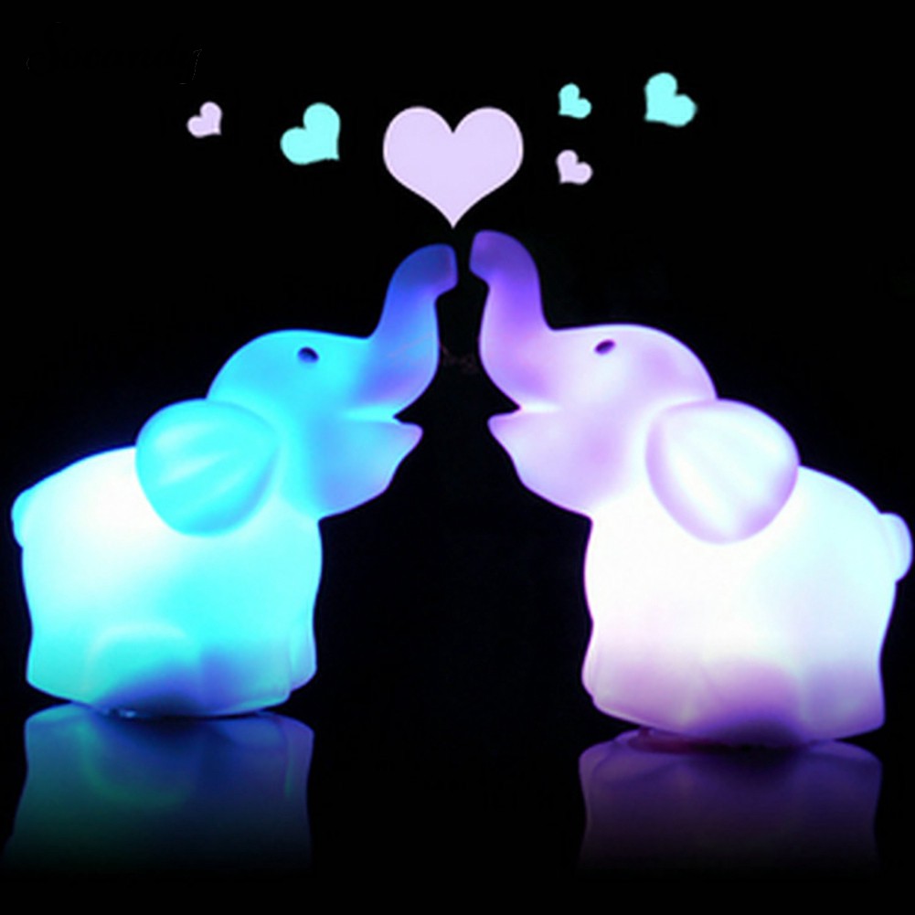 SC_[in stock] Cute Elephant Shaped LED 7 Color Changing Lamp Night Bedroom Home Decor Gift