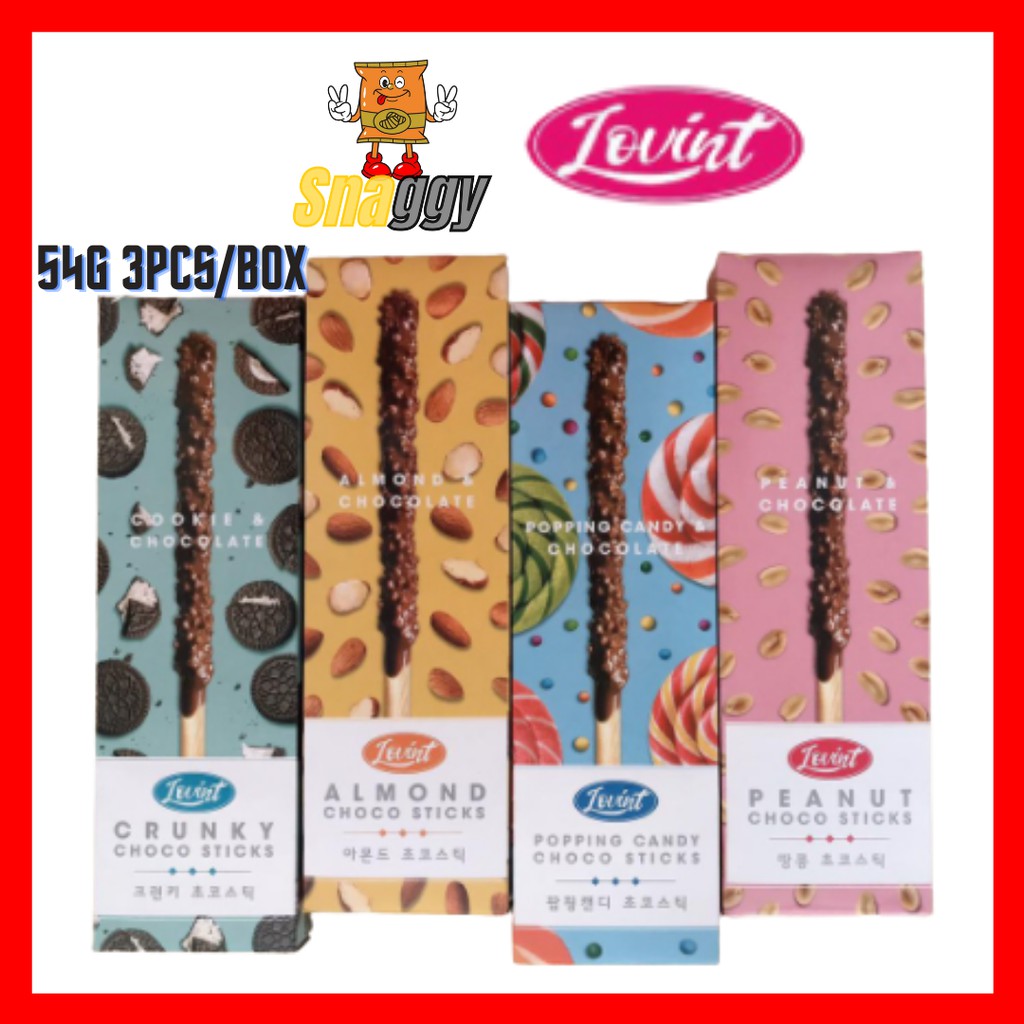 (HALAL) LOVINT Choco Stick Crunky / Peanut / Almond / Popping Candy
