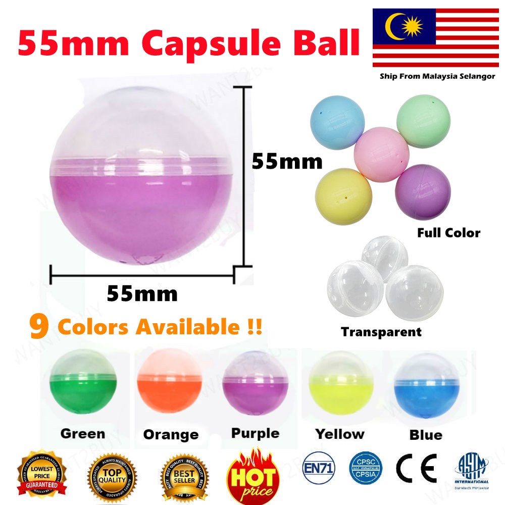 55mm 5.5cm Colorful Transparent Plastic Surprise Egg Lucky Draw Plastic Capsule Ball Toys Vending Claw Machine 扭蛋壳