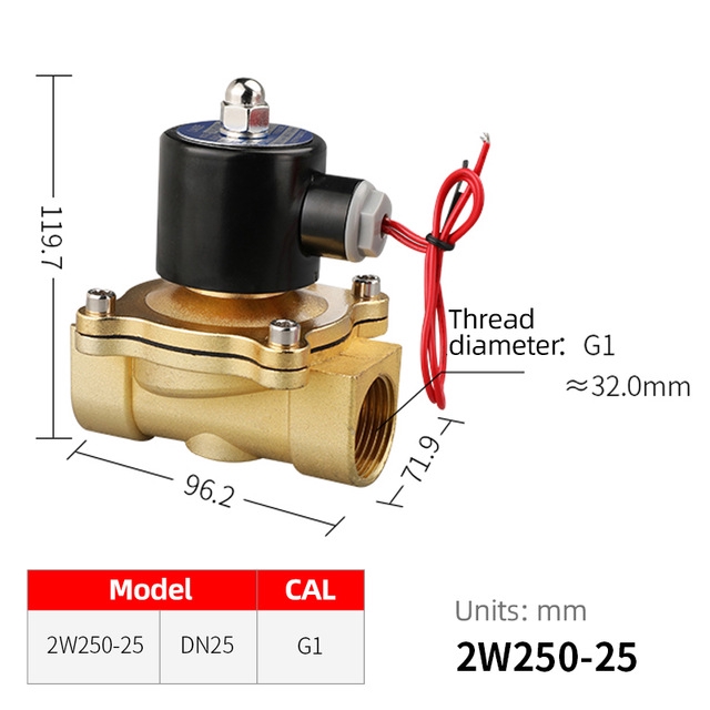 110V AC N/C 2.95x1.65in Normally Closed Brass Electric Solenoid Valve for Water/Air JUNYYANG 2W025-08 G1/4 12mm 