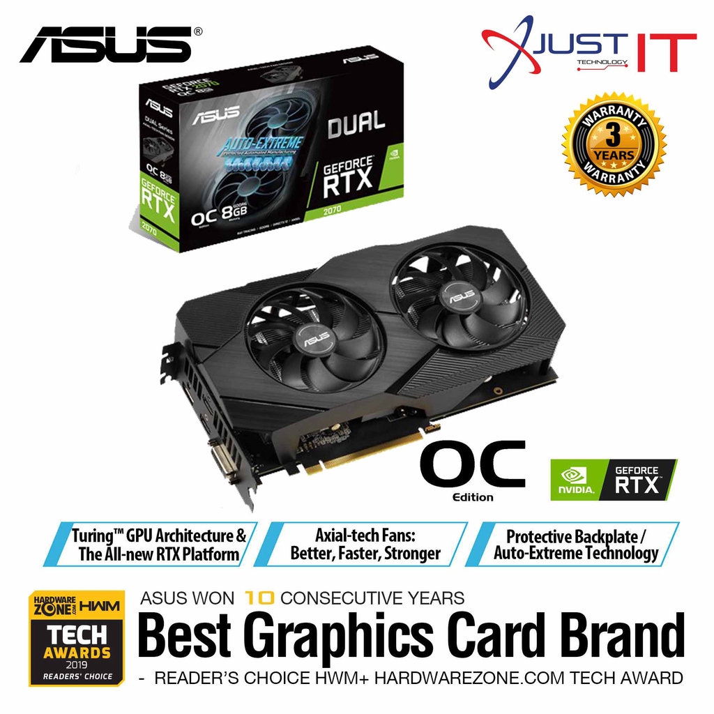 Asus Dual-Rtx2070-O8G-Evo-V2 Ddr6 256Bit Oc Vga Card (8GB) | Shopee ...