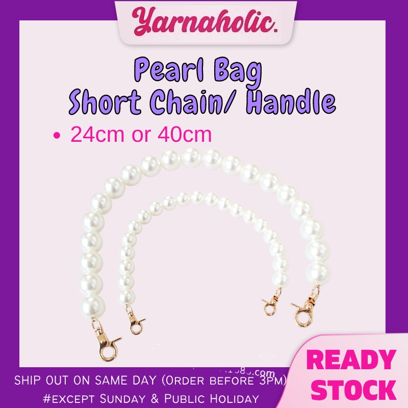 Bag strap-Pearl bag chain /short handle/ 24cm /bag accessories/Tali beg pendek mutiara