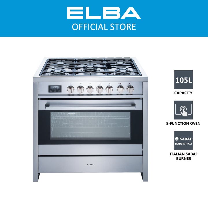 ELBA 115L Professional Range Cooker EPRC-H9880ST(SS) - 8-Function Oven, Safety Valve - Stainless Steel (115L)