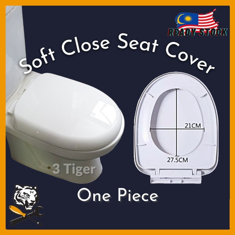 One Piece Toilet Seat Cover With Soft Close Heavy Duty Penutup Mangkuk
