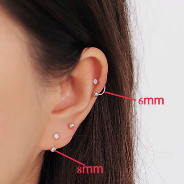 1pcs (C1) Stainless steel helix Tragus earring C type thin rod earrings female diamond zircon thread screw U nosering