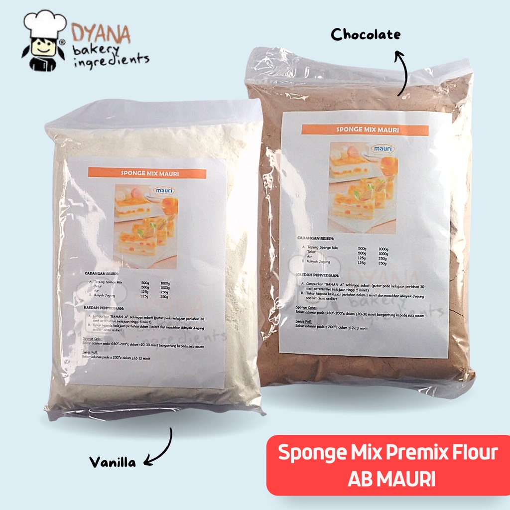 AB MAURI Sponge Mix Premix Flour 1kg / 500g Chocolate sponge mix