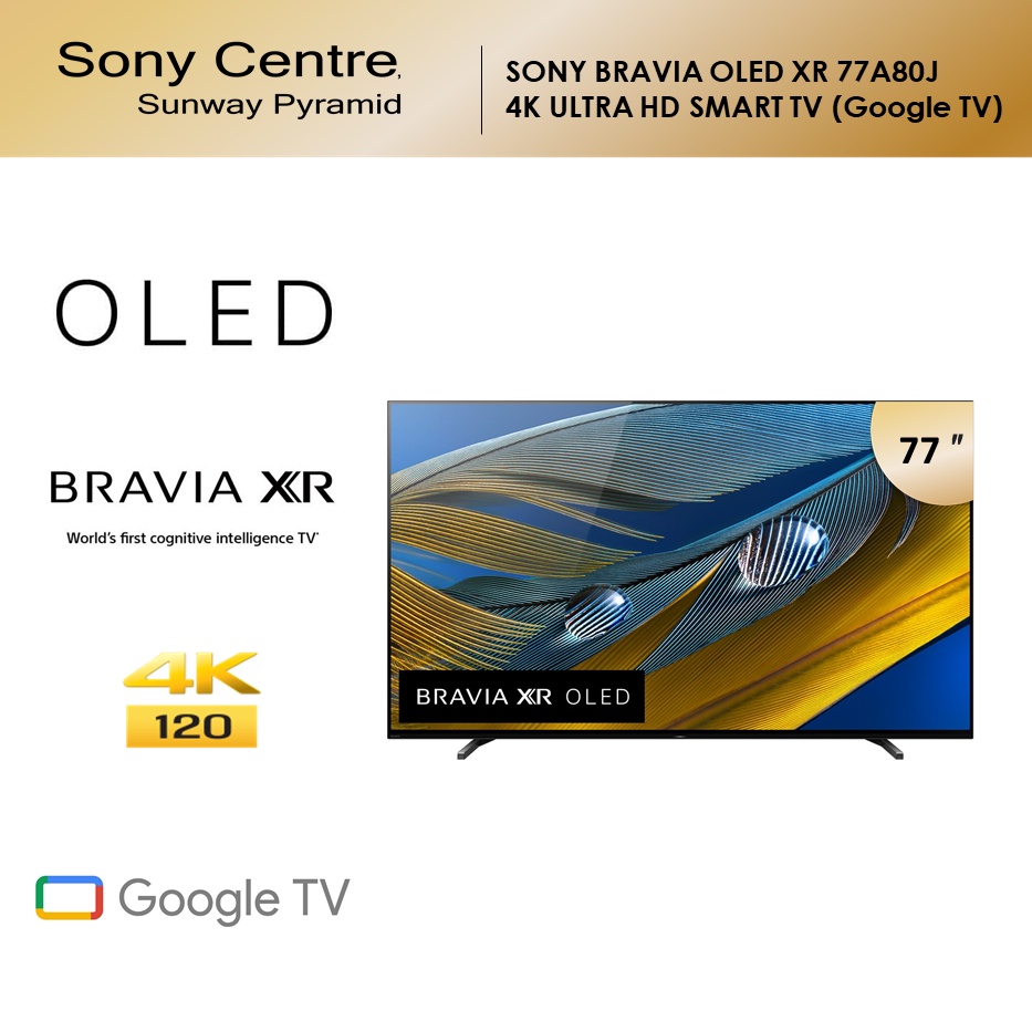 SONY Bravia 77" XR A80J OLED 4K Ultra HD High Dynamic Range HDR Smart TV Google TV (75") XR-75A80J