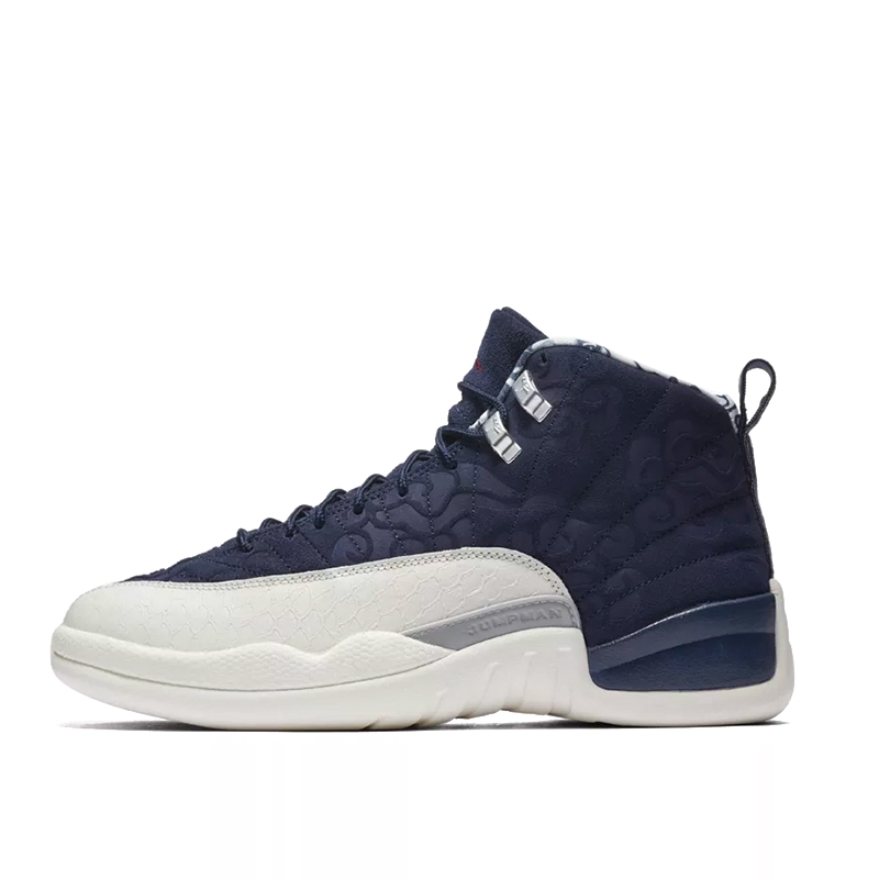 jordan 12 dark blue and white