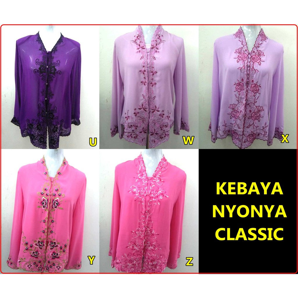 Kebaya Nyonya Moden Hitam Merah Baju Kebaya Nyonya Melaka Sifon Shopee Malaysia