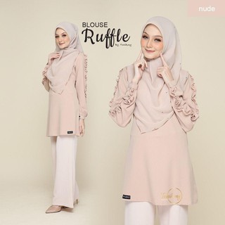  BAJU  MUSLIMAH  BLOUSE  RUFFLE KEPOK KEPOK Shopee  Malaysia