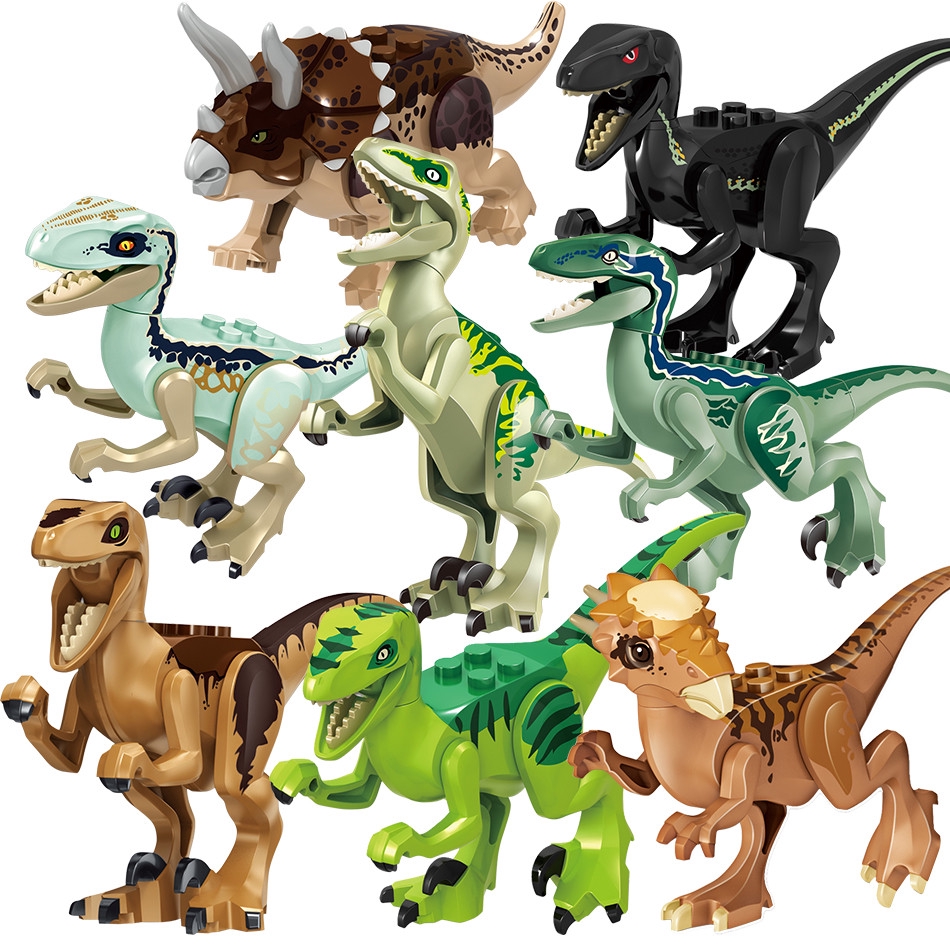 8PCS Dinosaur park Rex Blue figure Building Blocks for Children ...