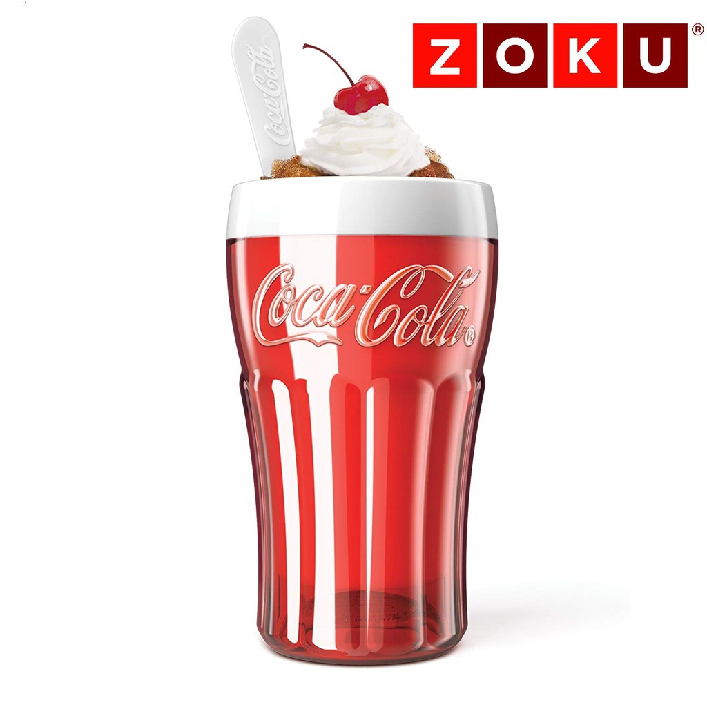 ZOKU Coca-Cola Float & Slushy Maker, Retro Make and Serve Cup with Freezer Core Creates Single-serving Smoothies, Ice