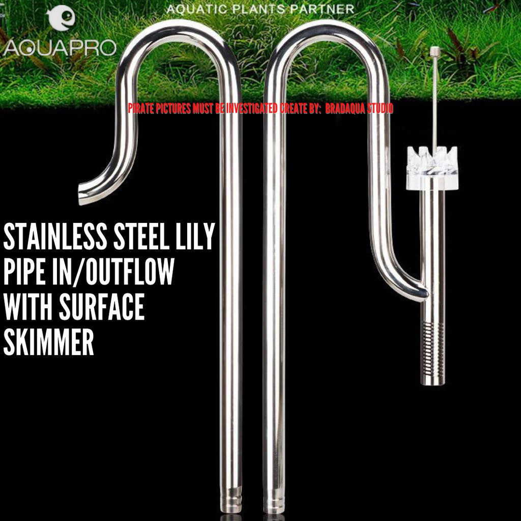 AQUAPRO Stainless Steel Lily Pipe Inflow & Outflow with Surface Skimmer