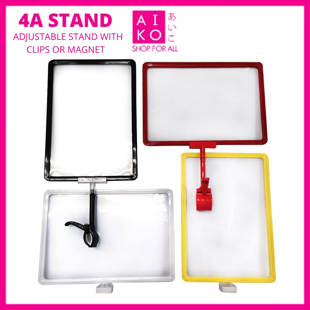 (AIKO) A4 PLASTIC STAND WITH CLIPS OR ADJUSTABLE STAND DECOR