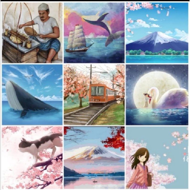 Paint by number 30x30cm with frame diy oil painting by numbers number