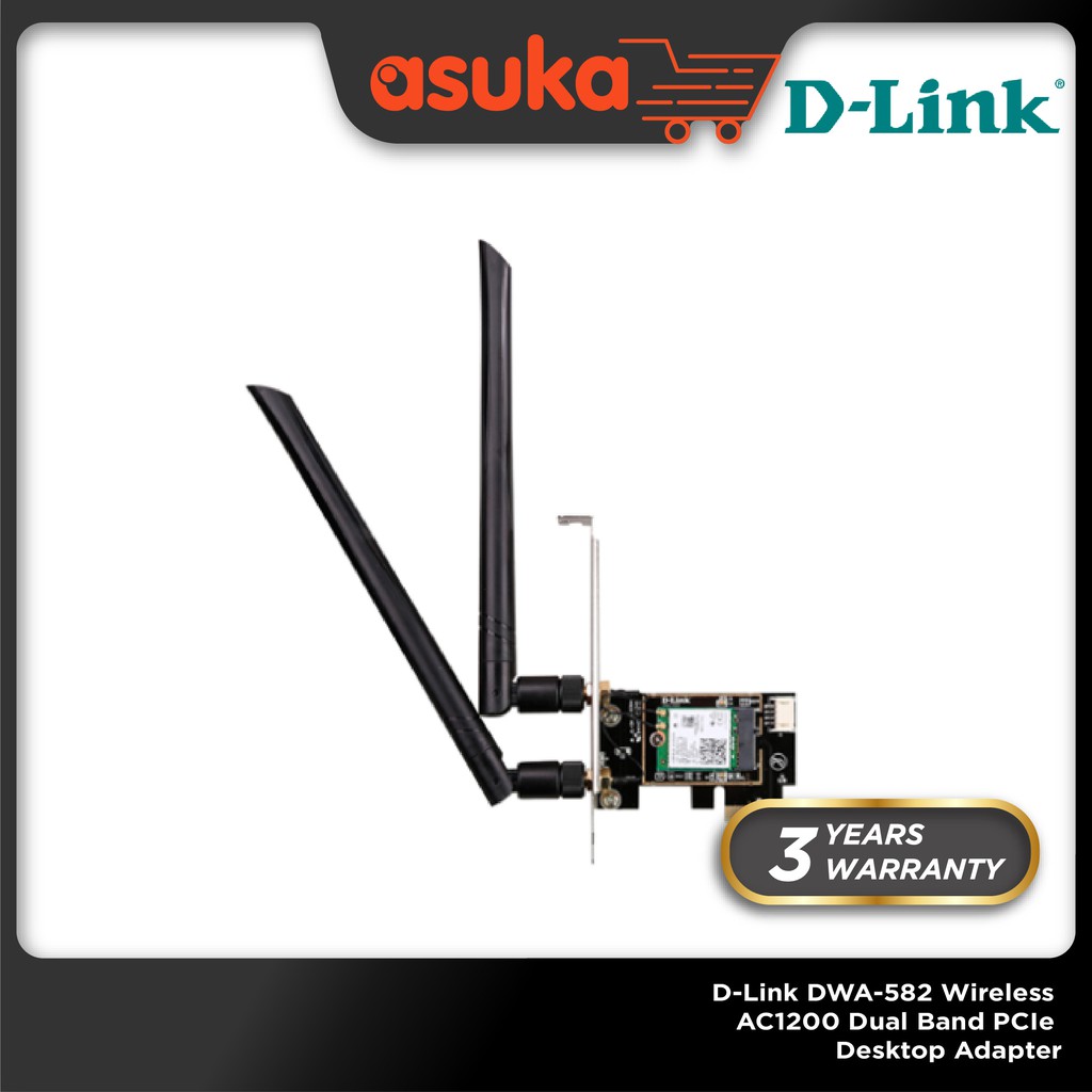 D-Link DWA-582 Wireless AC1200 Dual Band PCIe Desktop Network Adapter