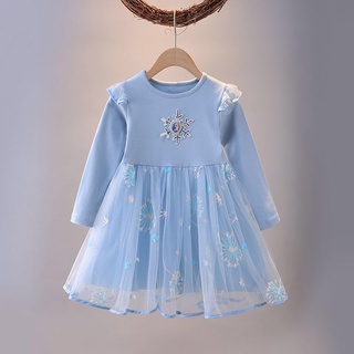 READY STOCK 👗Good Quality👗Elsa Dress Cotton Long Sleeve Skirt baju Baby Girl Frozen Princess Elsa Disney