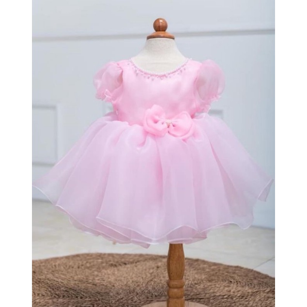 Super Pretty Party Princess Dress For Girls, Necks And Bows With Handcrafted Clams