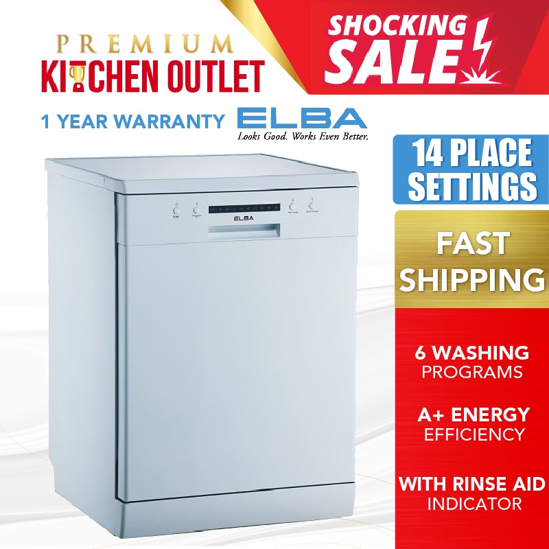 Elba 14 Place Settings Dishwasher with 6 Washing Programs | A+ Energy Efficiency | EDW-B1461(WH)