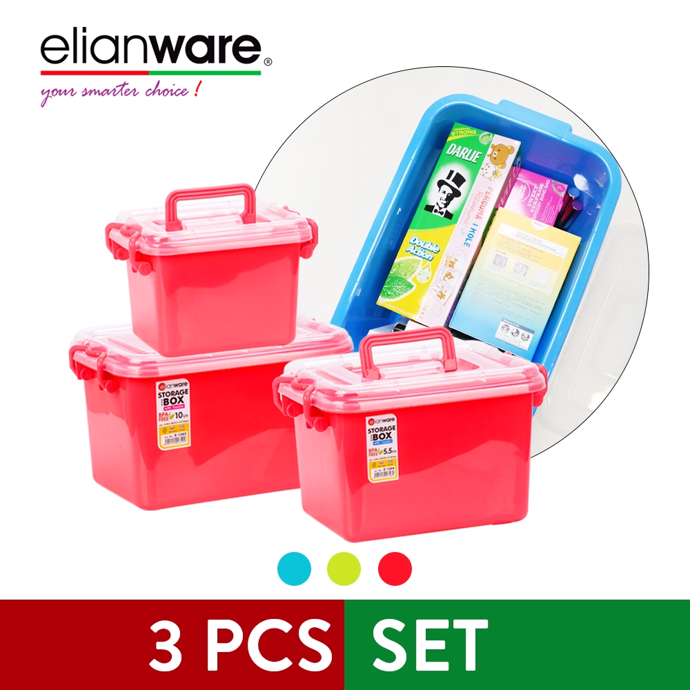 Elianware Multipurpose Colourful Storage Box Organizer with Handle