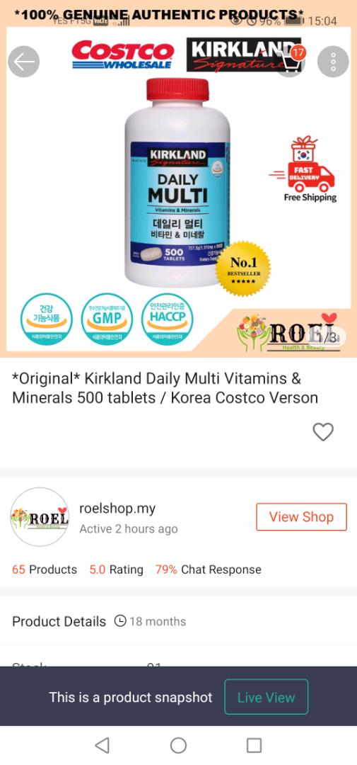Original* Kirkland Daily Multi Vitamins  Minerals 500 tablets / Korea  Costco Verson | Shopee Malaysia