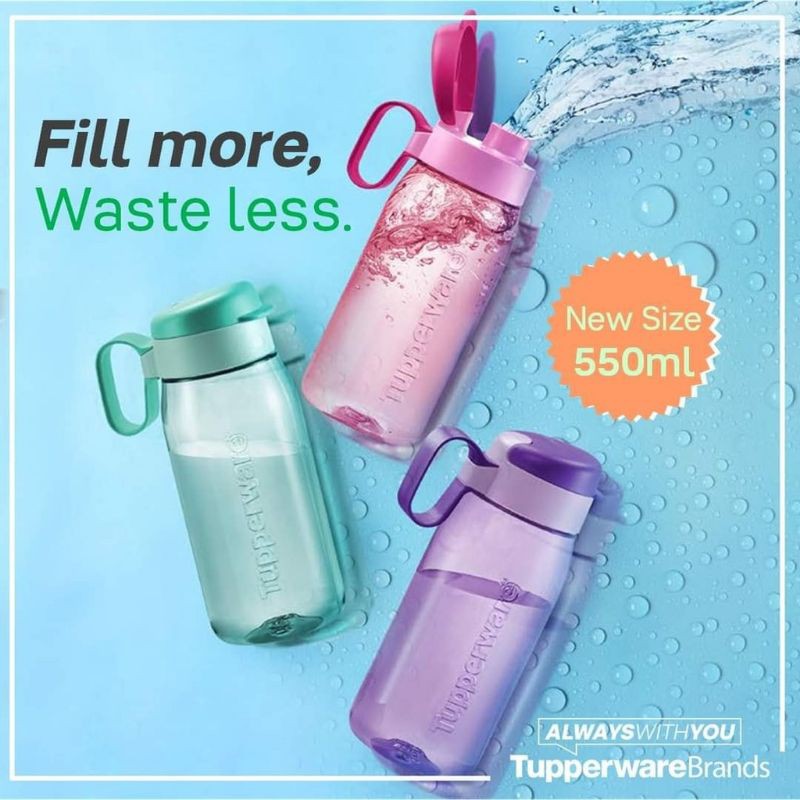 New Size Tupperware H2Go Tumbler - 550ml / Green / Pink / Purple / Bottle Water