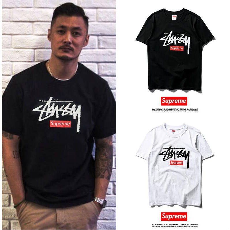 supreme x stussy tee