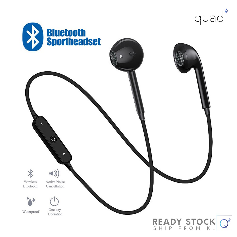 S6 Sport In Ear Neckband S6 Wireless Headphone Bluetooth V4.1 Earphone With Mic Stereo Earbuds