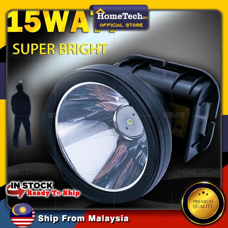 LYKEN 15W RECHARGEABLE LED NIGHT HIKING CAMPING HEAD LAMP LIGHT SUPER BRIGHT LAMPU KEPALA 6500K FISHING HEAD LAMP