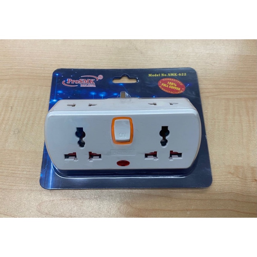 ProSMK 6 Way Multiple Travelling Adaptor /Multi Wall Adapter Extension