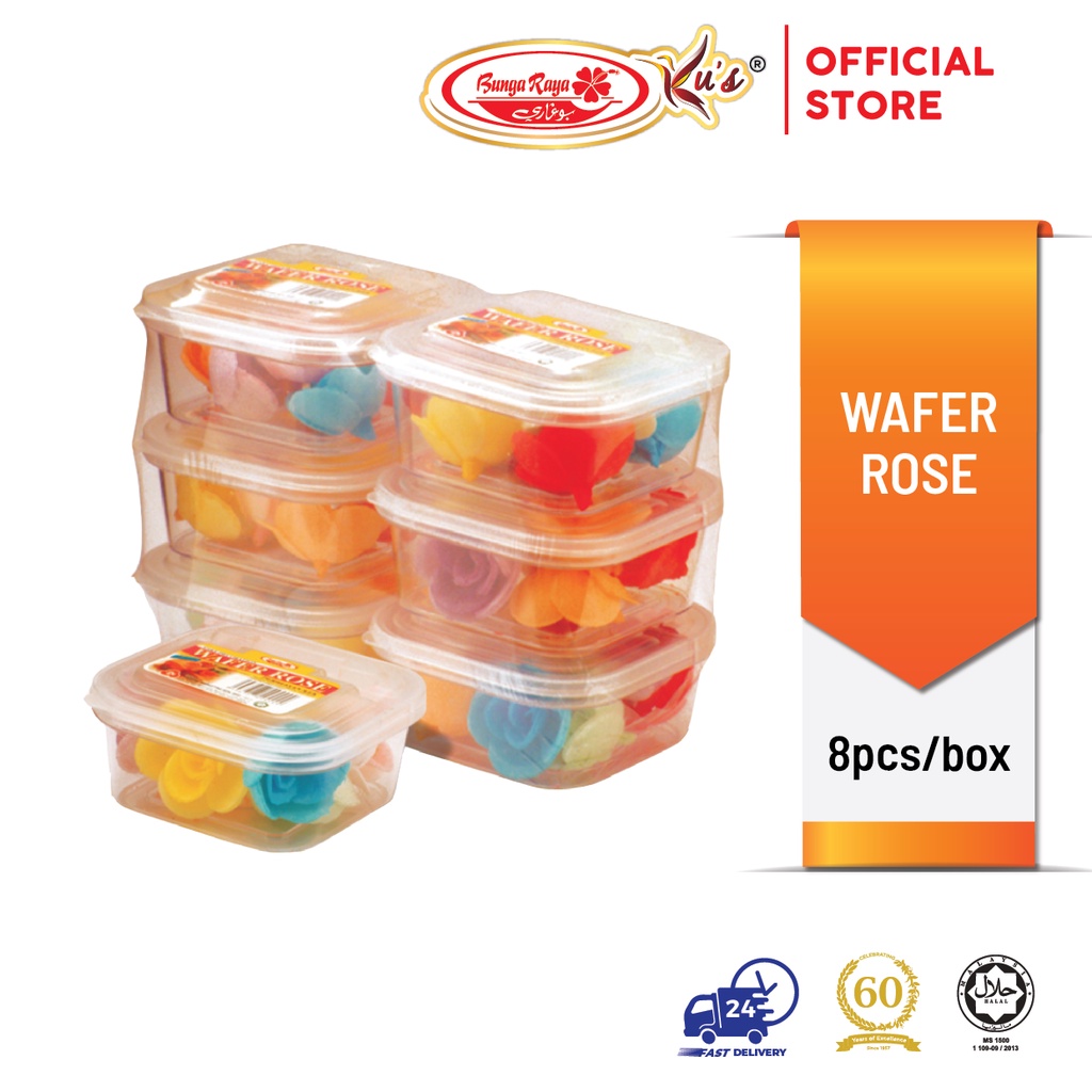 BUNGA RAYA KUS Wafer Rose Cake Deco 8pcs || BUNGA RAYA KUS Wafer Bunga Ros 8pcs