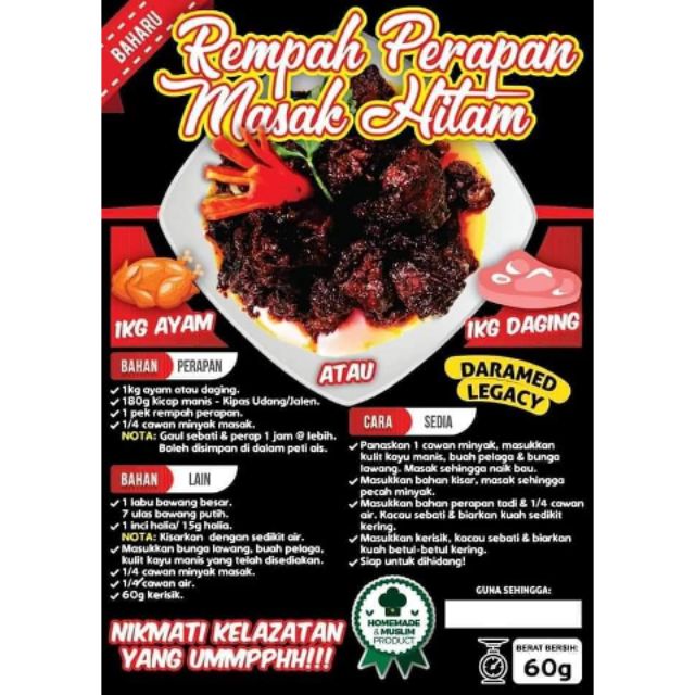 Rempah Perap Masak Hitam Ayam Daging Shopee Malaysia