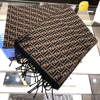 ã© French Purchasing Fendi Fendi Scarf Female Classic Double Sided Ff Letter Tassel Shawl Big Logo Wool Scarf Shopee Malaysia