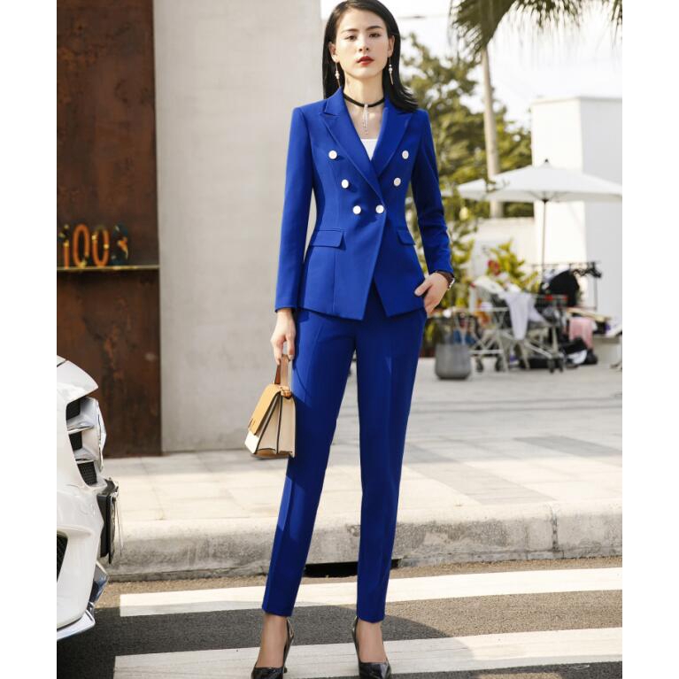 Formal Ladies Pant Suits for Women Work Wear Suits Black Blazer and Jackets  Sets Office Uniform Styles Pantsuits - 4C3929239215