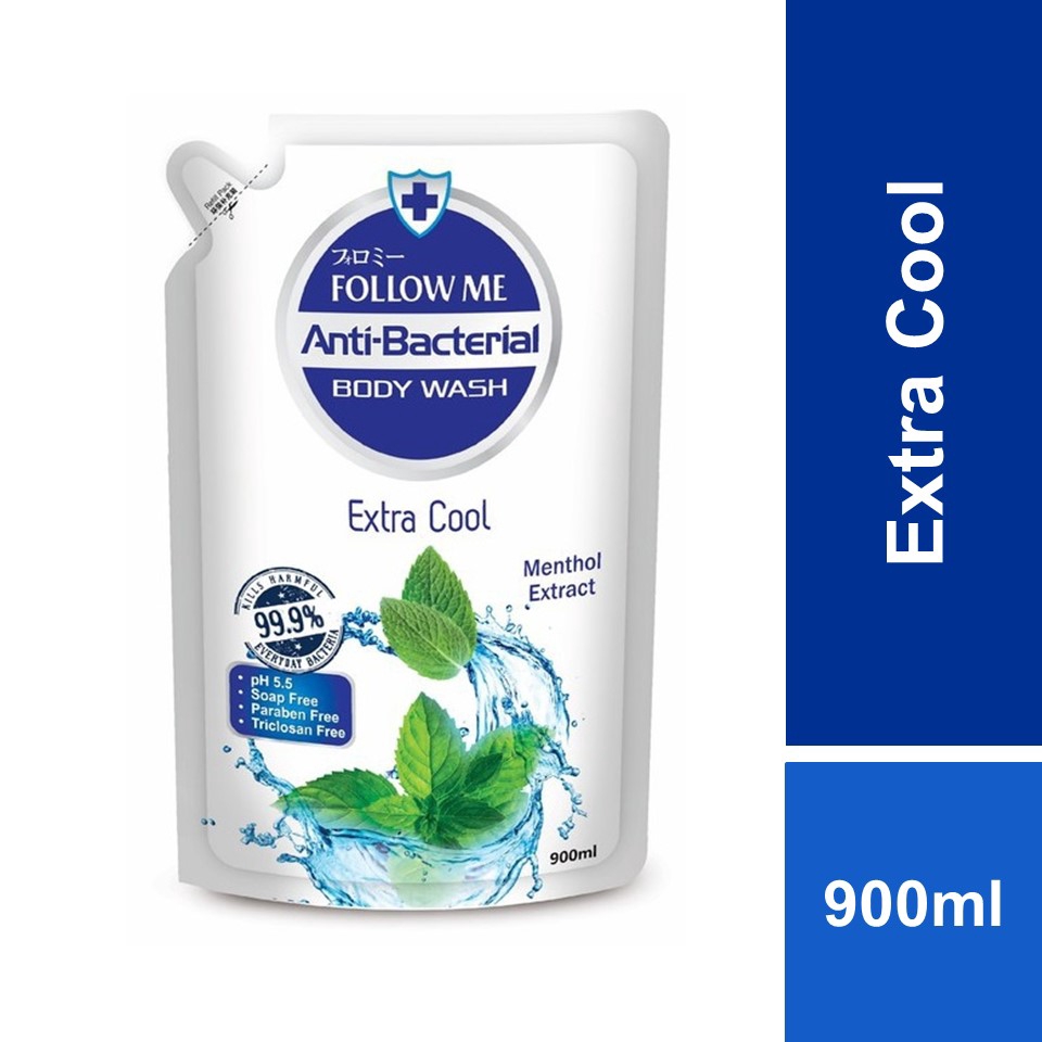 Follow Me AntiBacterial Body Wash Refill Pack Extra Cool 900ml