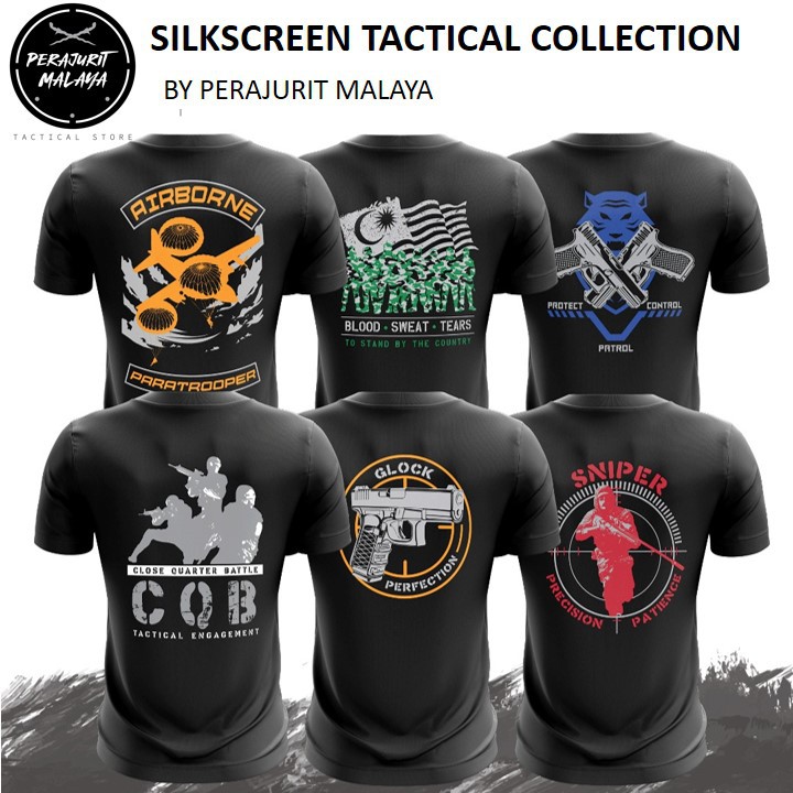 PERAJURIT MALAYA MICROFIBER TACTICAL DESIGN T SHIRT ARMY POLICE CQB AIRBORNE GLOCK SNIPER BAJU TAKTIKAL