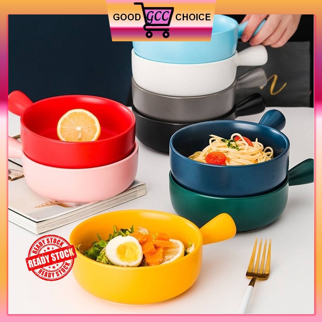 GCC - Nordic Style Baked Rice Bowl With Handle Baking Grilled Bowl Pasta Plate Household Dinnerware Soup Noodle Bowl