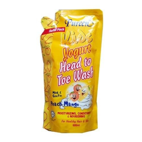Pureen Kids Yogurt Head To Toe Wash Refill Pack - Peach Mango (600ml)