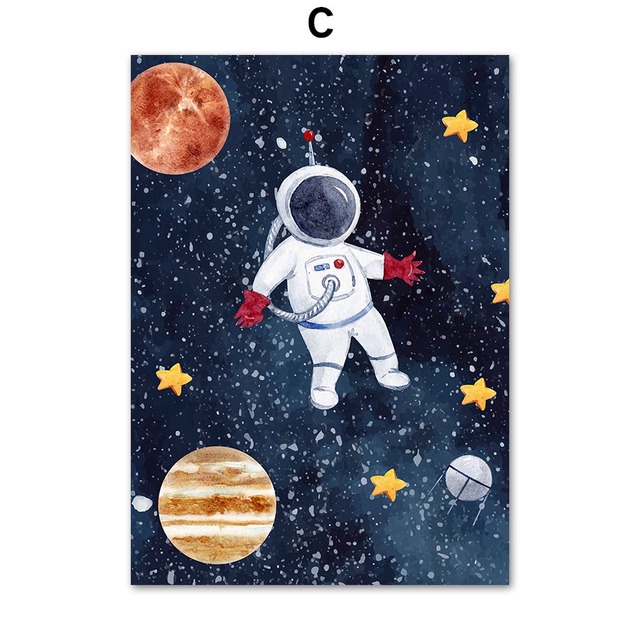 Ruang Planet Roket Angkasawan Bintang Matahari Bulan Wall Art Kanvas Lukisan Nordic Poster Dan Cetakan Gambar Dinding Hiasan Bilik Bayi Kanak Kanak 41 Shopee Malaysia