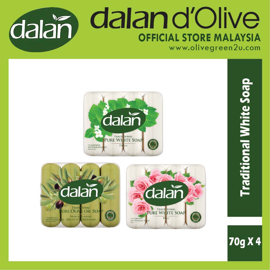 Dalan Traditional Pure White Soap (Rose / Olive Oil / Classic) 70g X 4