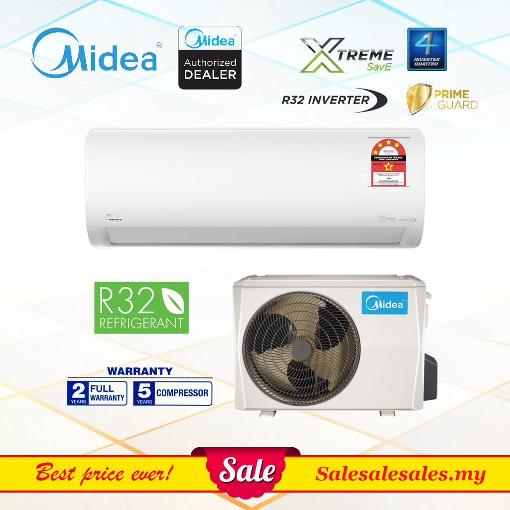 R32 Inverter Midea 1hp 1 5hp Xtreme Series Air Conditioner Inverter Aircond Penghawa Dingin Shopee Malaysia