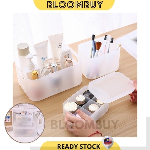 Muji Style Desktop Cosmetic Storage Box Plastic With Cover Bathroom Container Make Up Organizer