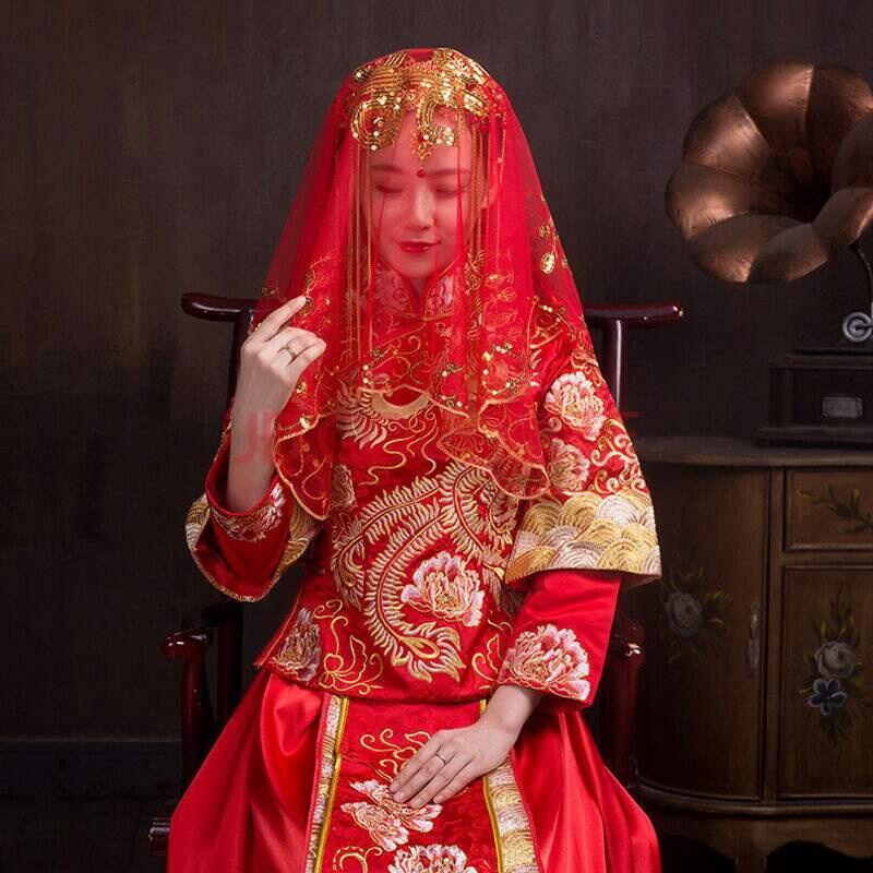 Wedding supplies wedding scarlet scarf veil Scarf Shawl red gloves bride dowry props结婚婚庆用品婚礼大红蒙头纱巾盖头头纱披肩红色手套新娘嫁妆道具milailai06.my 21.11.18