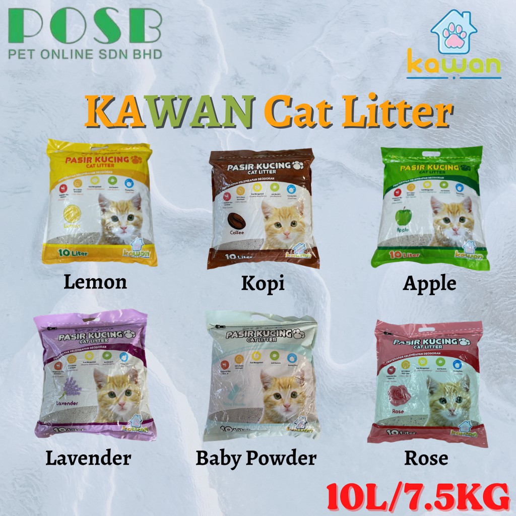 (TWIN PACKS) Promotion KAWAN Premium Cat Litter 10L x 2packs / KAWAN Premium Pasir Kucing 10L x