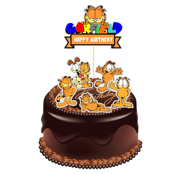 Personalized Garfield the Cat Themed Cake Topper