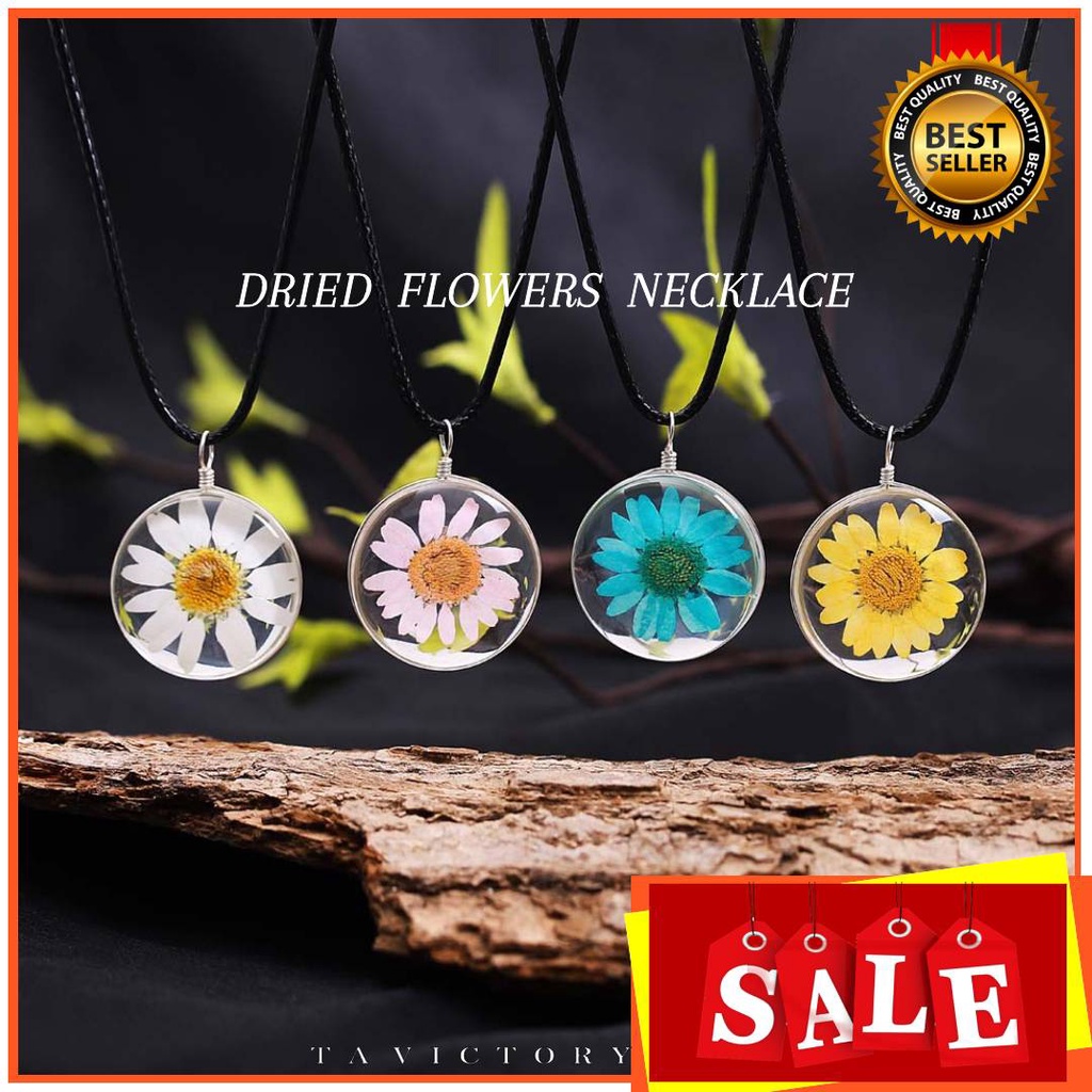 Dried Flowers Necklace Casual Woman Jewelry Present Gift Memories Necklaces Hawaii Style 乾花項鏈